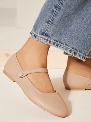 Friends Like These Nude Pink Round Toe Mary Jane Ballet Pump - Image 3 of 5