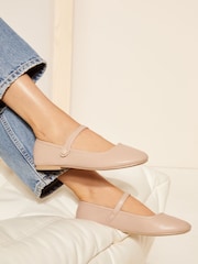 Friends Like These Nude Pink Round Toe Mary Jane Ballet Pump - Image 4 of 5