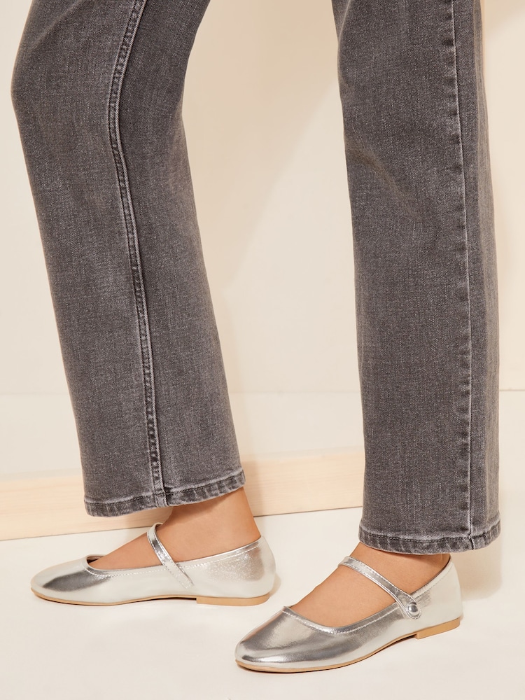 Friends Like These Silver Round Toe Mary Jane Ballet Pump - Image 2 of 5