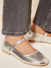 Friends Like These Silver Round Toe Mary Jane Ballet Pump - Image 3 of 5
