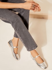 Friends Like These Silver Round Toe Mary Jane Ballet Pump - Image 4 of 5