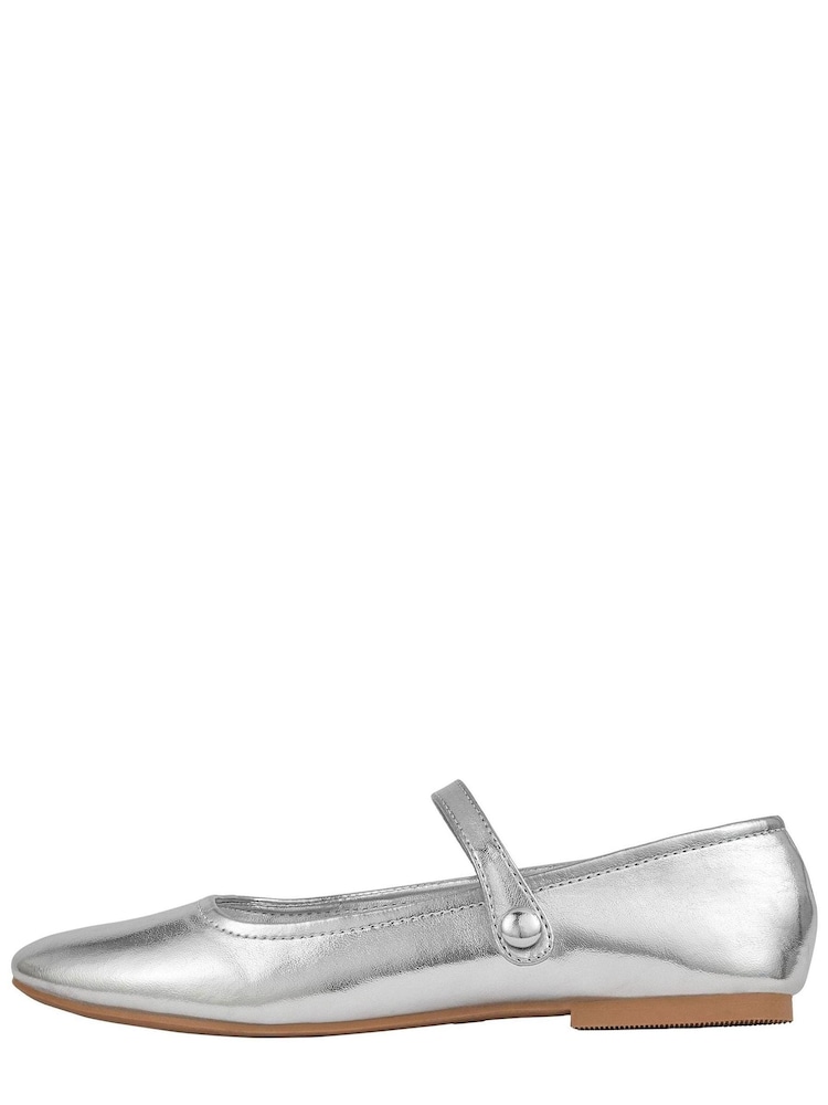 Friends Like These Silver Round Toe Mary Jane Ballet Pump - Image 5 of 5