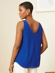 Love & Roses Blue Petite V Neck V Back Woven Vest - Image 3 of 4