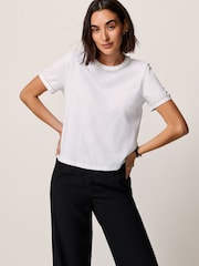 White Pearl Trim Short Sleeve T-Shirt - Image 1 of 7