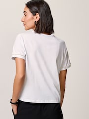 White Pearl Trim Short Sleeve T-Shirt - Image 4 of 7