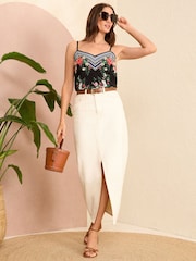 Love & Roses Black Tropical Border Print Cami - Image 3 of 4