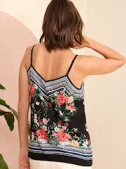 Love & Roses Black Tropical Border Print Cami - Image 4 of 4