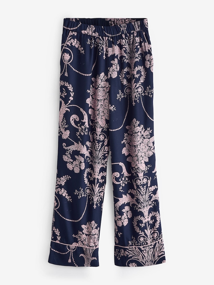 أزرق داكن/وردي - طقم بيجامة Josette بأزرار كاملة من Laura Ashley - Image 10 of 10