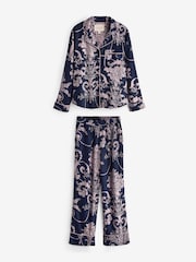 أزرق داكن/وردي - طقم بيجامة Josette بأزرار كاملة من Laura Ashley - Image 8 of 10