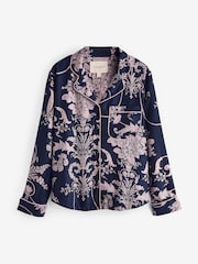 أزرق داكن/وردي - طقم بيجامة Josette بأزرار كاملة من Laura Ashley - Image 9 of 10