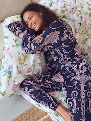 Laura Ashley Navy/Pink 100% Cotton Pyjamas - Image 1 of 6