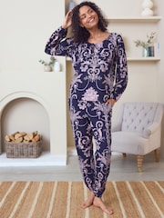 Laura Ashley Navy/Pink 100% Cotton Pyjamas - Image 2 of 6