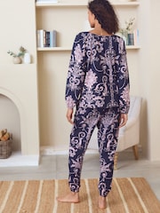 Laura Ashley Navy/Pink 100% Cotton Pyjamas - Image 3 of 6