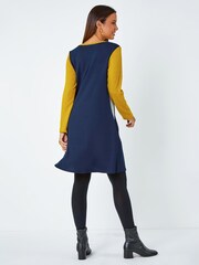 Roman Yellow Colour Block Stretch Swing Dress - Image 2 of 5