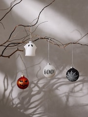 Set of 4 Multi Halloween Glow In The Dark Glass Baubles - Image 1 of 2