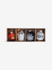 Set of 4 Multi Halloween Glow In The Dark Glass Baubles - Image 2 of 2