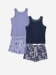 Simply Be Blue Pretty Secrets Ribbed Shortie Set Vest Tops 2 Pack - Image 5 of 5