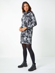 Roman Grey Floral Tie Dye Stretch Dress - Image 2 of 4