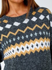 Roman Grey Nordic Print Knitted Jumper Dress - Image 5 of 5