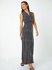 Roman Metallic Shimmer Twist Detail Stretch Maxi Dress - Image 1 of 5