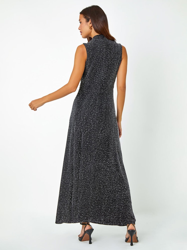 Roman Metallic Shimmer Twist Detail Stretch Maxi Dress - Image 2 of 5