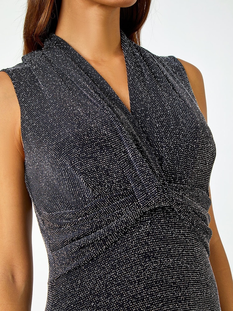 Roman Metallic Shimmer Twist Detail Stretch Maxi Dress - Image 5 of 5