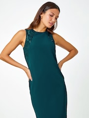 Roman Blue Sequin Sparkle Fitted Stretch Dress - Image 1 of 4