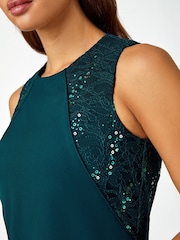 Roman Blue Sequin Sparkle Fitted Stretch Dress - Image 4 of 4