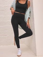 self. Black High Waist Leggings - Image 3 of 9