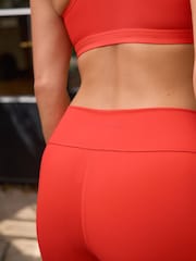 Red Active Sports Tummy Control High Waisted Sculpting Longline Cycling Shorts - Image 5 of 7