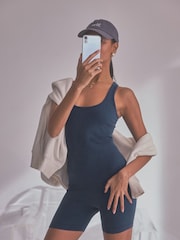 self. Blue Ribbed Seamfree Unitard Jumpsuit - Image 2 of 8