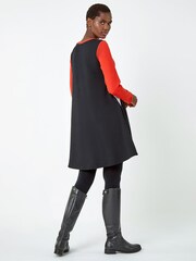 Roman Orange Colour Block Stretch Swing Dress - Image 3 of 4