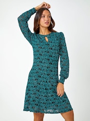 Roman Blue Stretch Lace Sparkle Swing Dress - Image 1 of 4
