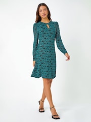 Roman Blue Stretch Lace Sparkle Swing Dress - Image 3 of 4