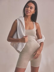 self. Cream Ribbed Seamfree Unitard Jumpsuit - Image 1 of 8