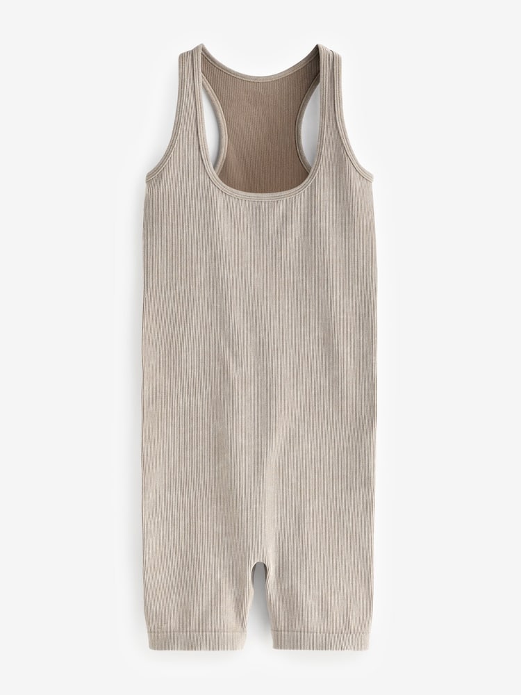 Crème - self. Ribbed Seamfree Unitard Jumpsuit - Image 6 of 8
