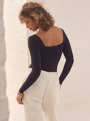 self. Black Smoothing Comfort Square Neck Long Sleeve Bodysuit - Image 5 of 7