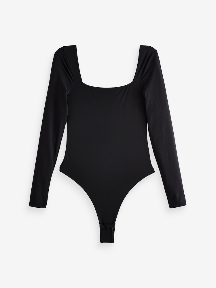 self. Black Smoothing Comfort Square Neck Long Sleeve Bodysuit - Image 6 of 7