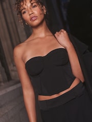 self. Black Mesh Corset Top - Image 2 of 4