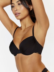 Boux Avenue Ruched Balcony Black Bikini Top - Image 2 of 3