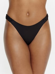 Boux Avenue Ruched Brazilian Black Bikini Bottoms - Image 3 of 6
