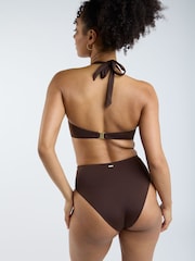 Boux Avenue Ring Detail High Waisted Brown Bikini Bottoms - Image 3 of 3