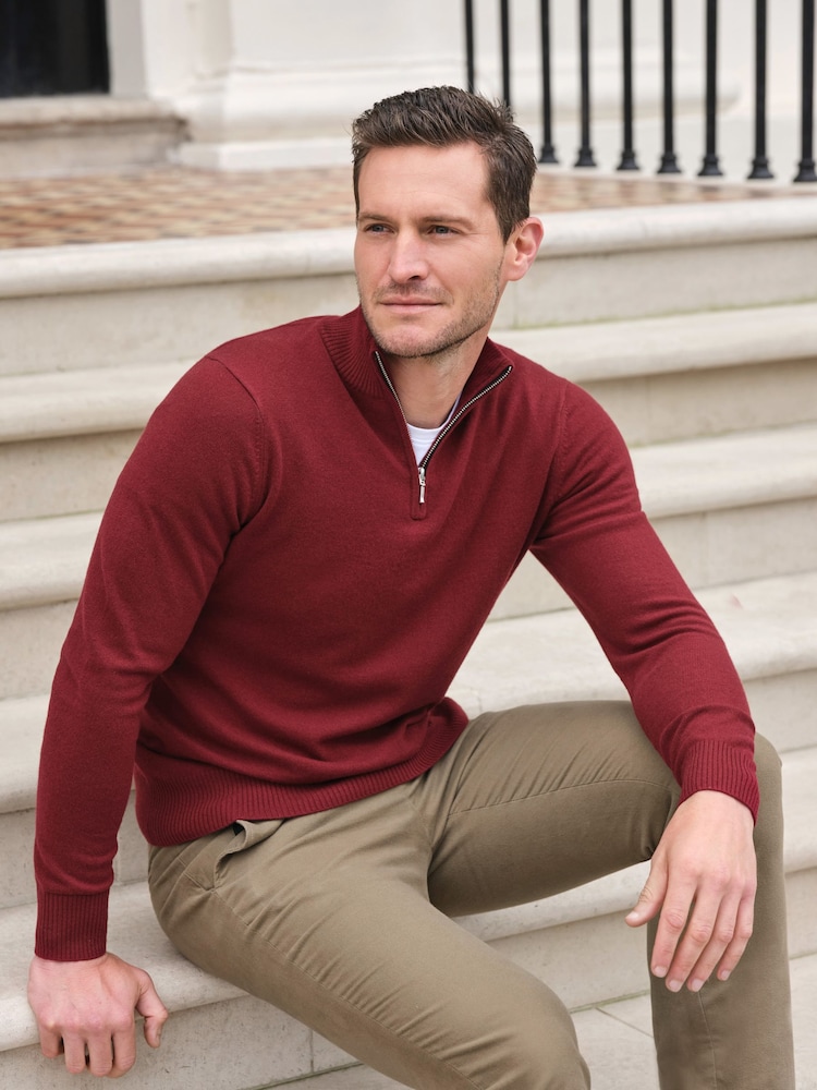 Pure Collection Cashmere Quarter Zip Sweater - Image 1 of 4