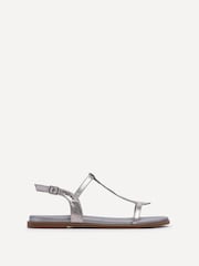 Linzi Silver Luxor Textured T-Bar Sandals - Image 2 of 5