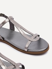 Linzi Silver Luxor Textured T-Bar Sandals - Image 4 of 5
