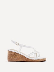 Linzi White Safiya Strappy Wedges Sandals With Wrap Around Ankle Strap - Image 2 of 5