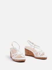 Linzi White Safiya Strappy Wedges Sandals With Wrap Around Ankle Strap - Image 3 of 5