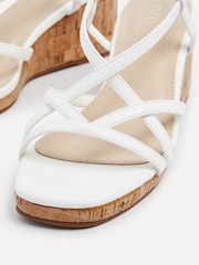 Linzi White Safiya Strappy Wedges Sandals With Wrap Around Ankle Strap - Image 4 of 5