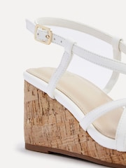 Linzi White Safiya Strappy Wedges Sandals With Wrap Around Ankle Strap - Image 5 of 5