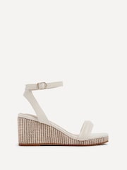 Linzi Nude Chelsea Faux Leather Rope Wedges With Padded Front Strap - Image 2 of 5